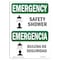 Signmission OSHA Emergency Sign, 7" Height, Rigid Plastic, Safety Shower With Symbol Bilingual, Landscape OS-EM-P-710-L-10357 - alternate 1